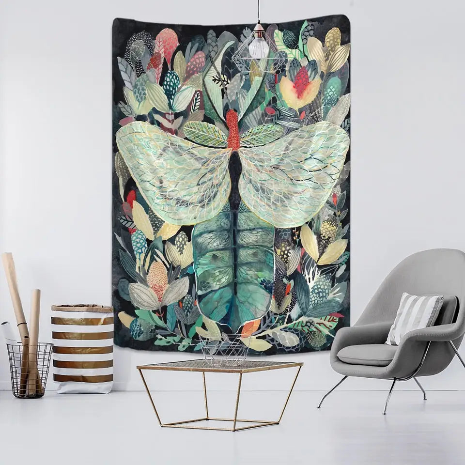 Psychedelic Butterfly Tapestry Wall Art Decor C / 95x70cm