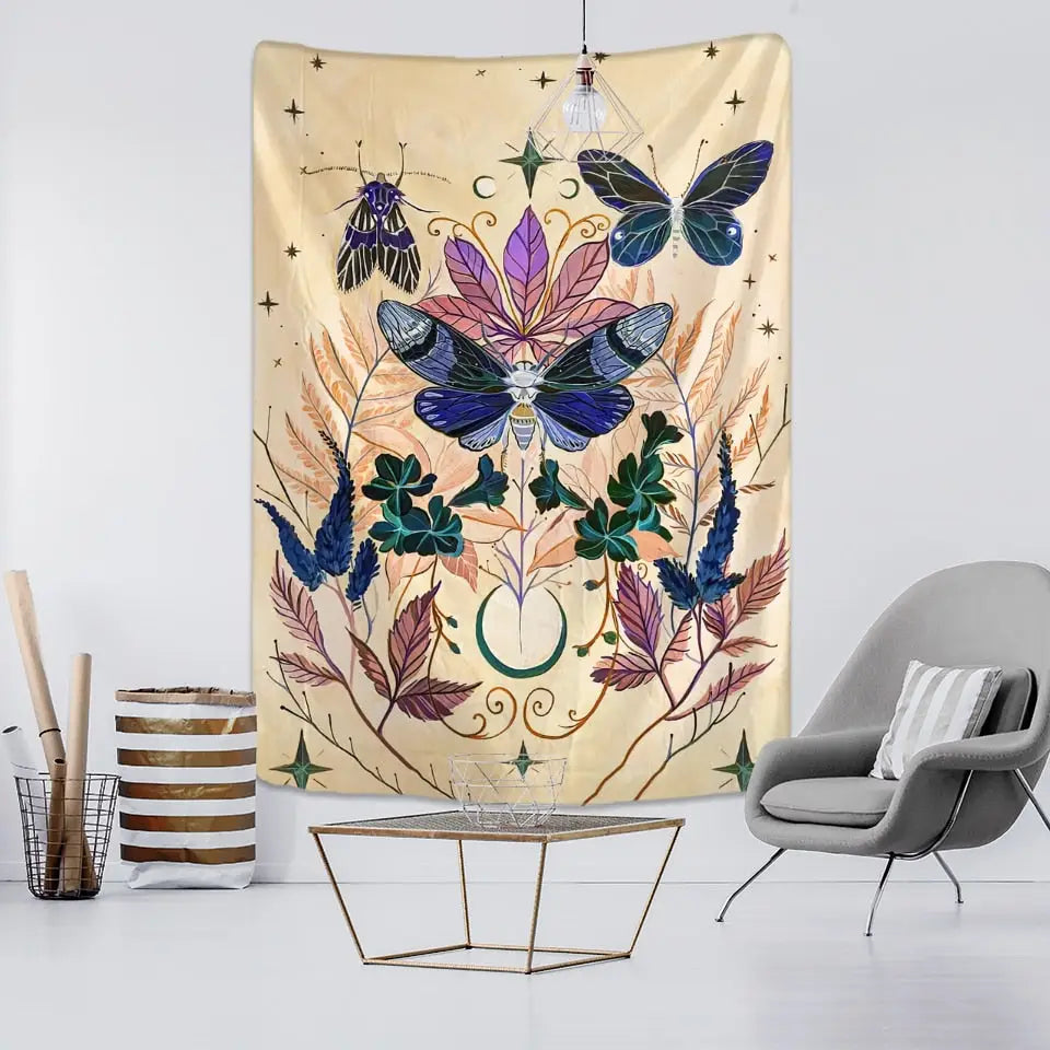 Psychedelic Butterfly Tapestry Wall Art Decor D / 95x70cm