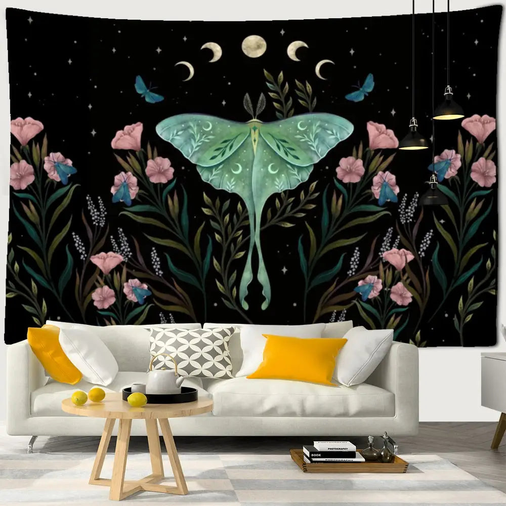 Psychedelic Butterfly Tapestry Wall Art Decor H / 95x70cm