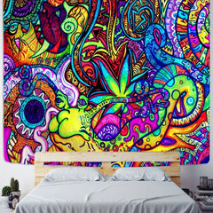 Psychedelic Mushroom Indian Mandala Tapestry Wall