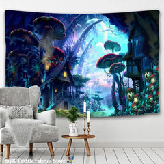 Psychedelic Mushroom Indian Mandala Tapestry Wall