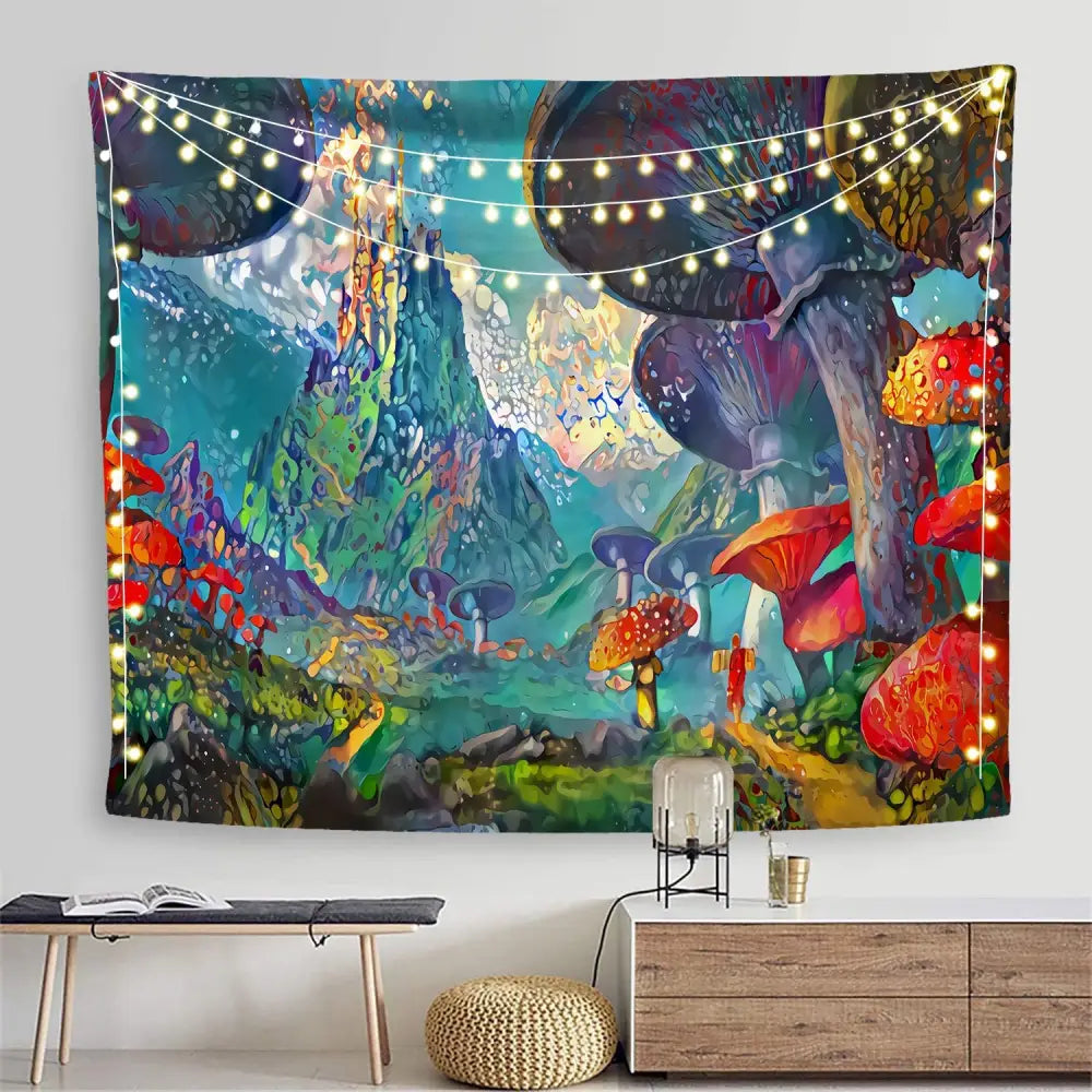 Psychedelic Mushroom Tapestry Wall - C / 95x73