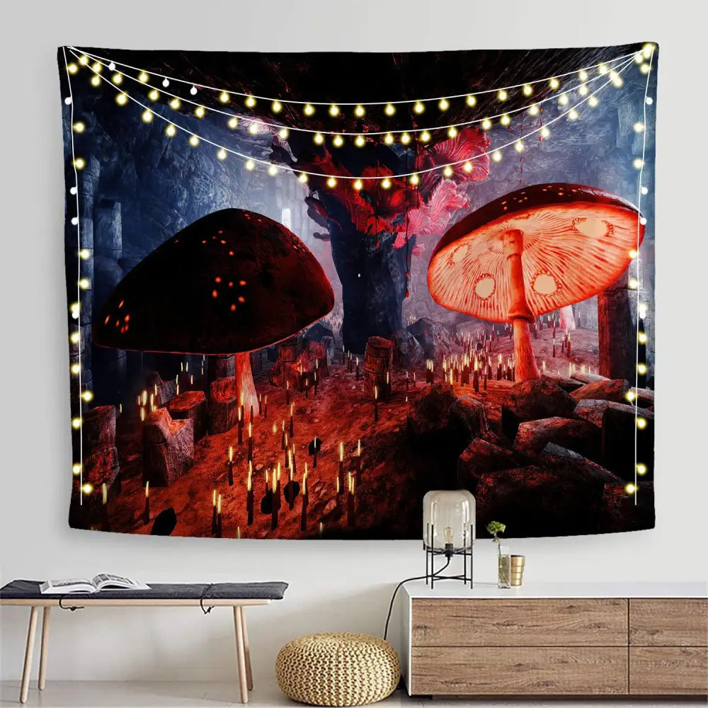 Psychedelic Mushroom Tapestry Wall Decor F / 95x73