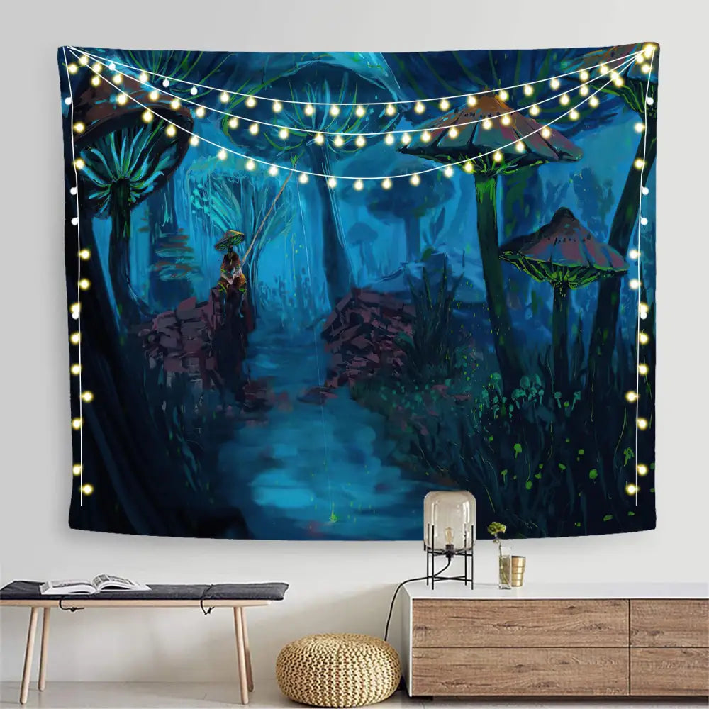 Psychedelic Mushroom Tapestry Wall Decor H / 95x73