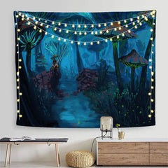 Psychedelic Mushroom Tapestry Wall Decor H / 95x73