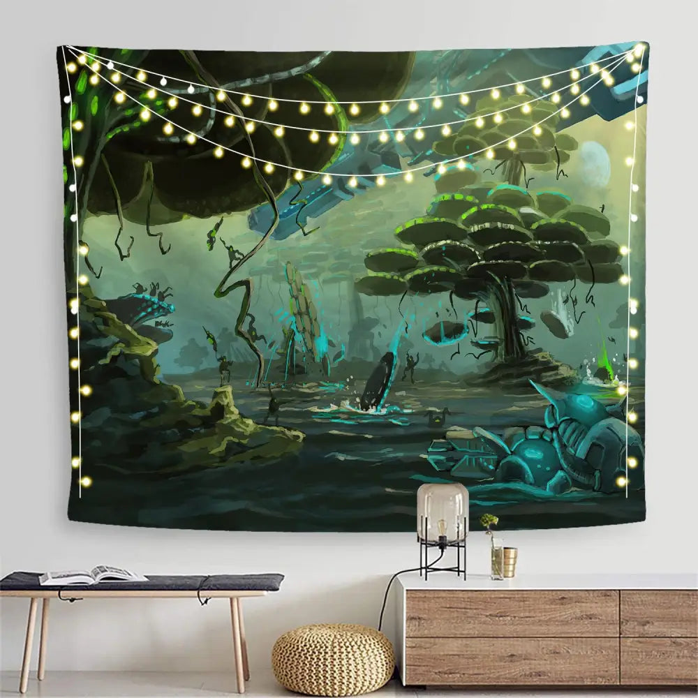 Psychedelic Mushroom Tapestry Wall Decor I / 95x73