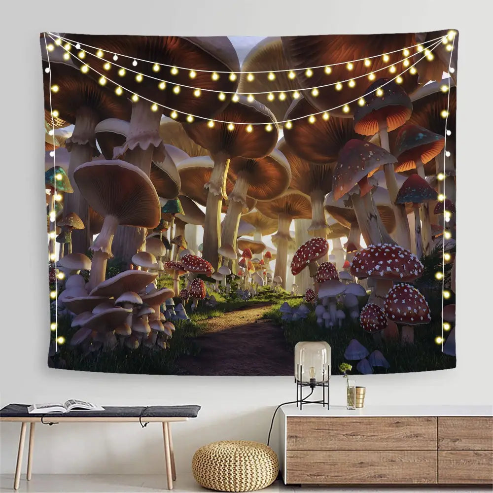 Psychedelic Mushroom Tapestry Wall - G / 95x73