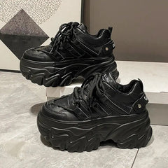 PU Chunky Platform Lace Up Sneakers