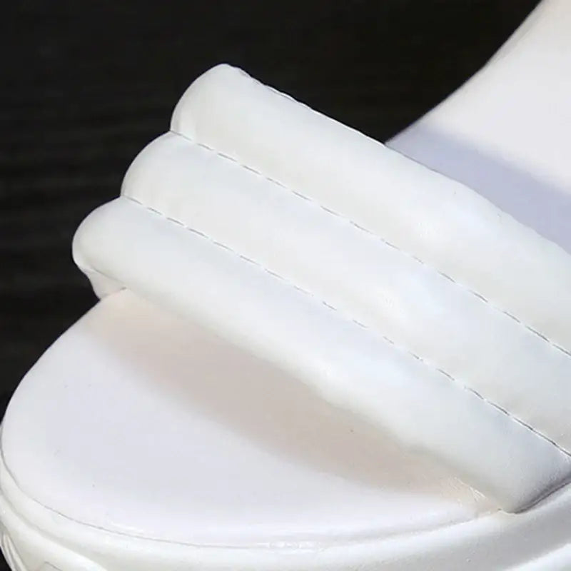 PU Chunky Strap Slip Sandals Non Sole Euro Size