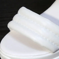 PU Chunky Strap Slip Sandals Non Sole Euro Size