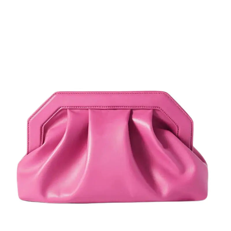 PU Clutch Ruched Pillow Pouch Bag - Handbag