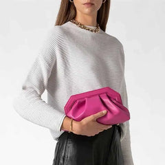 PU Clutch Ruched Pillow Pouch Bag