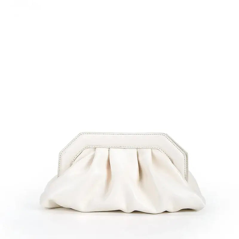 PU Clutch Ruched Pillow Pouch Bag Ivory