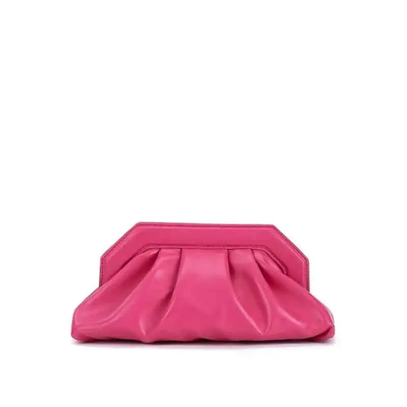 PU Clutch Ruched Pillow Pouch Bag - Pink - Handbag