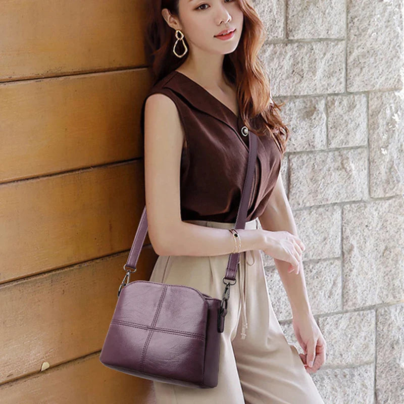 PU Crossbody Handbag with Shoulder Strap Zipper