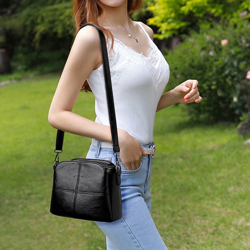 PU Crossbody Handbag with Shoulder Strap Zipper