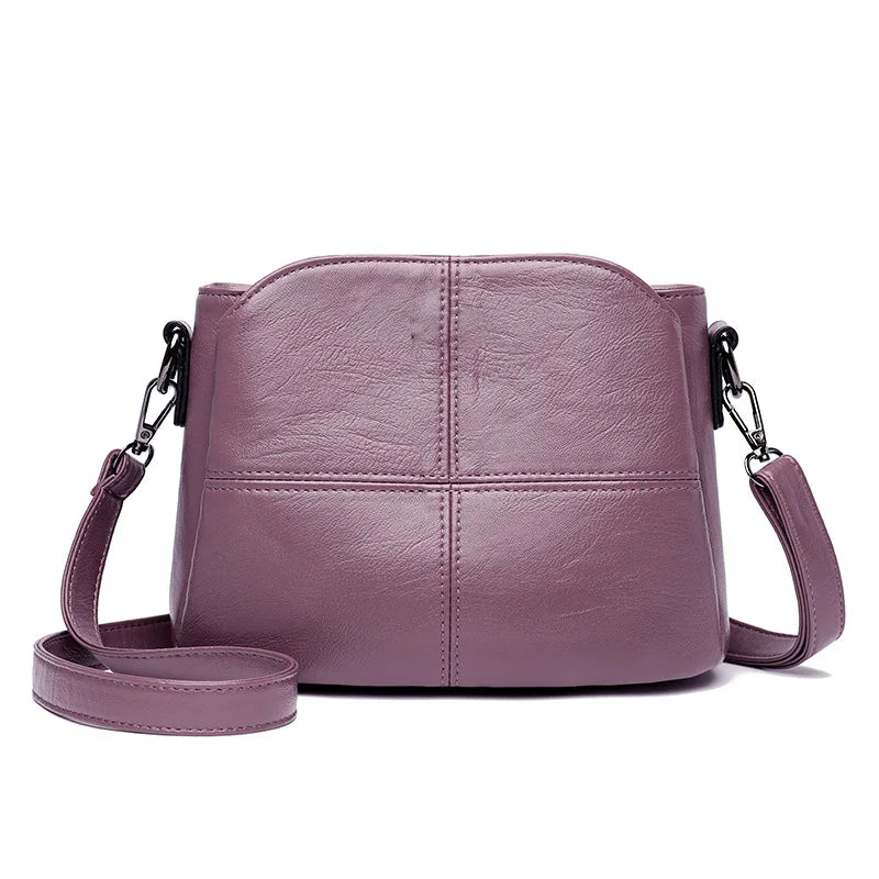 PU Crossbody Handbag with Shoulder Strap Zipper Purple