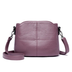 PU Crossbody Handbag with Shoulder Strap Zipper Purple