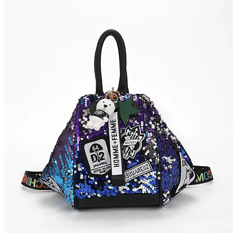 PU Cute Multifunction Sequins Backpack with Zipper Closure