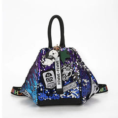 PU Cute Multifunction Sequins Backpack with Zipper Closure