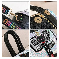 PU Cute Multifunction Sequins Backpack with Zipper Closure