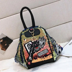 PU Cute Multifunction Sequins Backpack with Zipper Closure