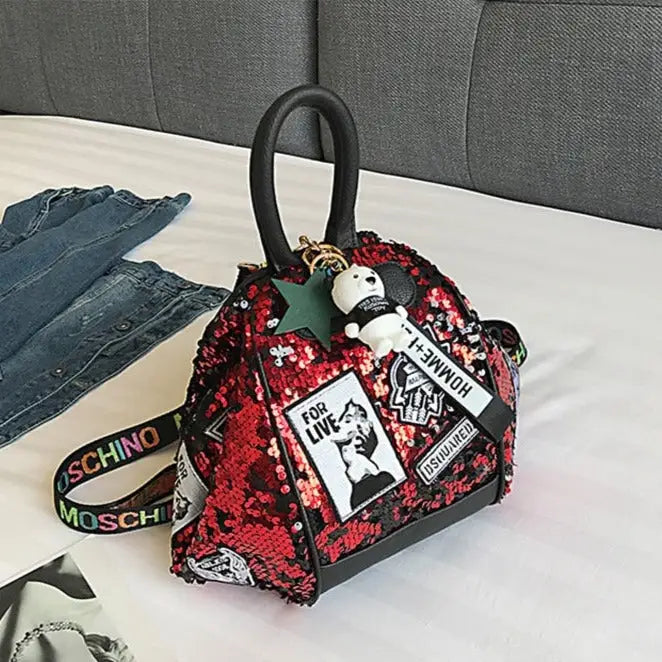 PU Cute Multifunction Sequins Backpack with Zipper Closure