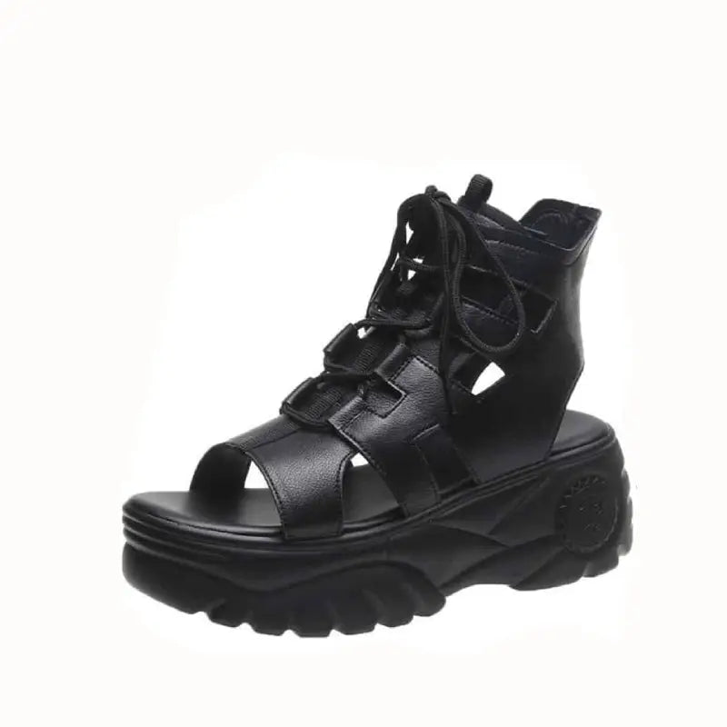 PU Gladiator Roman Sole Lace Up Sandals