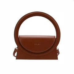 PU Handbag with Round Handles Brown / (20cm<Max Length<30cm)
