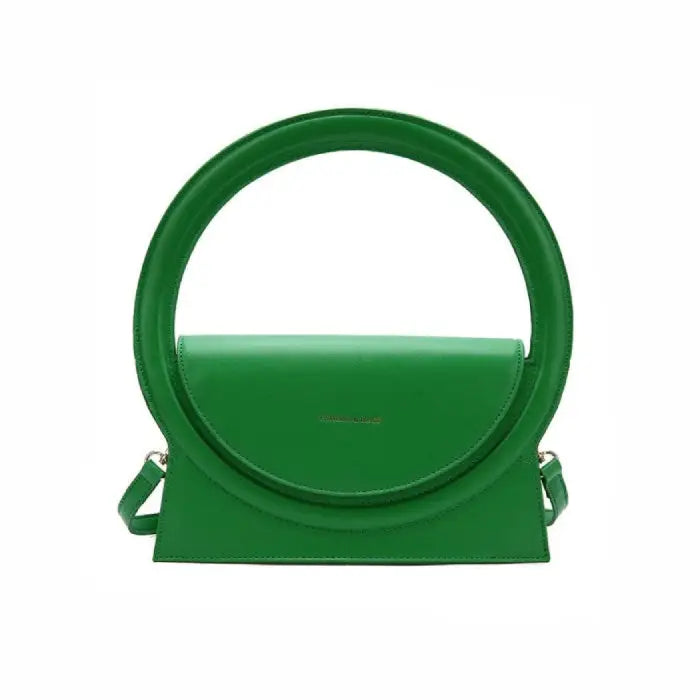PU Handbag with Round Handles Green / (20cm<Max Length<30cm)