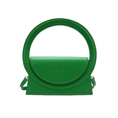 PU Handbag with Round Handles Green / (20cm<Max Length<30cm)