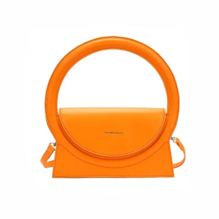 PU Handbag with Round Handles Orange / (20cm<Max