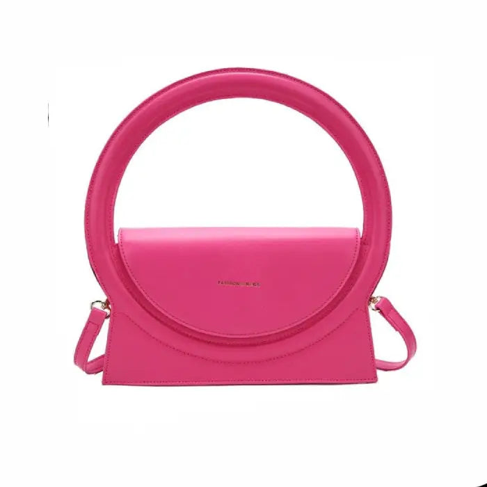 PU Handbag with Round Handles Pink / (20cm<Max Length<30cm)