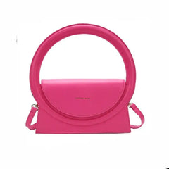 PU Handbag with Round Handles Pink / (20cm<Max Length<30cm)