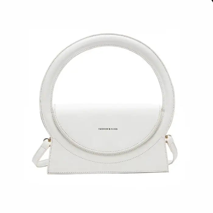 PU Handbag with Round Handles White / (20cm<Max Length<30cm)