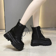 PU High Platform Ankle Boots Round Toe Euro Size 35 36
