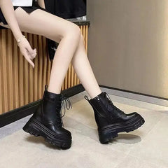 PU High Platform Ankle Boots Round Toe Euro Size 35 36