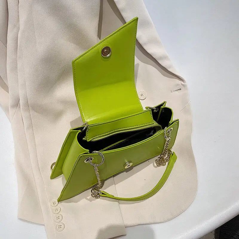 PU Irregular Shaped Chain Shoulder Bag