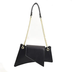 PU Irregular Shaped Chain Shoulder Bag Black / One Size