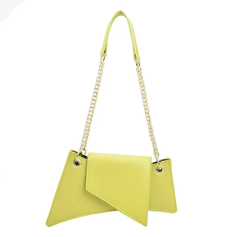 PU Irregular Shaped Chain Shoulder Bag Light green