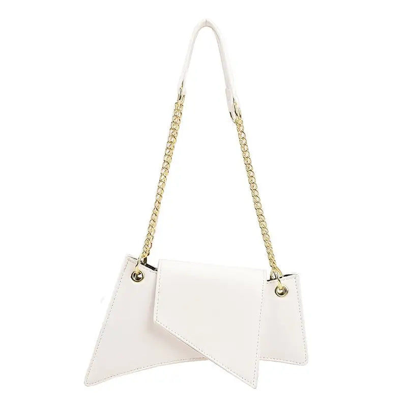 PU Irregular Shaped Chain Shoulder Bag White / One Size