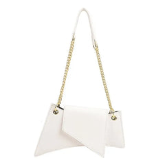 PU Irregular Shaped Chain Shoulder Bag White / One Size
