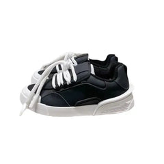 PU Lace Up Flat Platform Sneakers