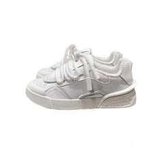 PU Lace Up Flat Platform Sneakers for Everyday Style