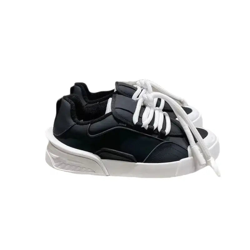 PU Lace Up Flat Platform Sneakers for Everyday Wear