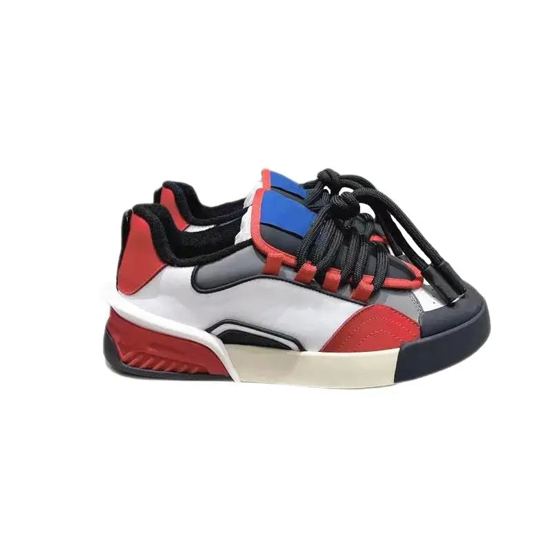 PU Lace Up Flat Platform Sneakers for Everyday Wear Red / 39