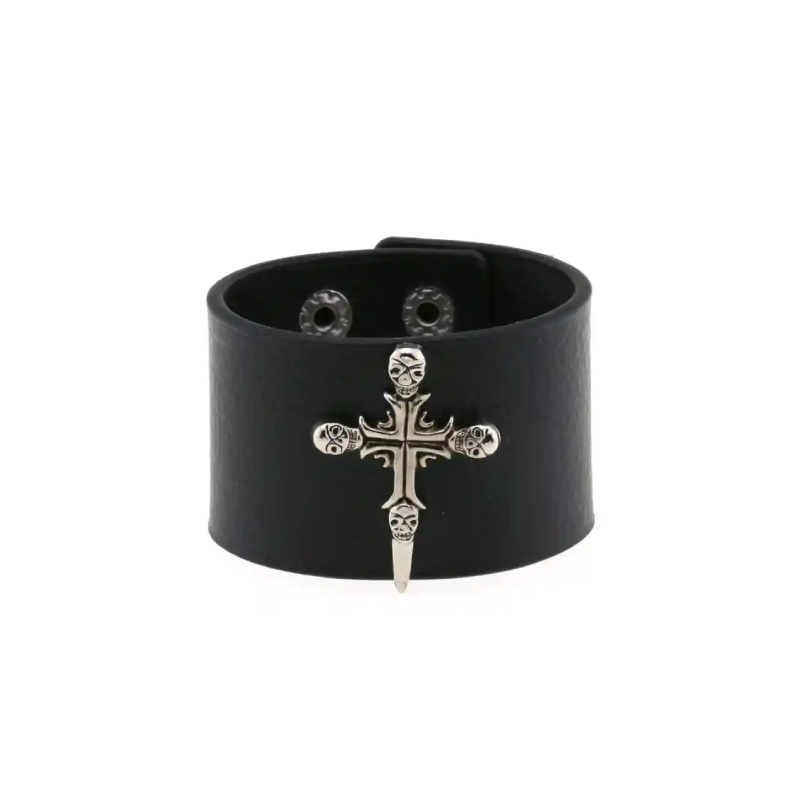 PU Leather Gothic Cuff Wrap Bangle Bracelet