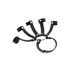 PU Leather Gothic Wrap Bangle Bracelet All Fingers Black