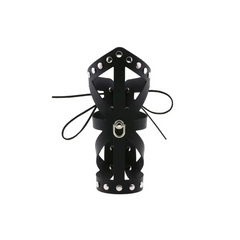 PU Leather Gothic Wrap Bangle Bracelet Stud Lace Black
