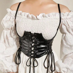 PU Leather Lace Up Slimming Corset Vintage